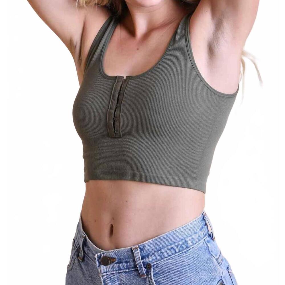 NEW LETO ribbed hook and eye brami in olive